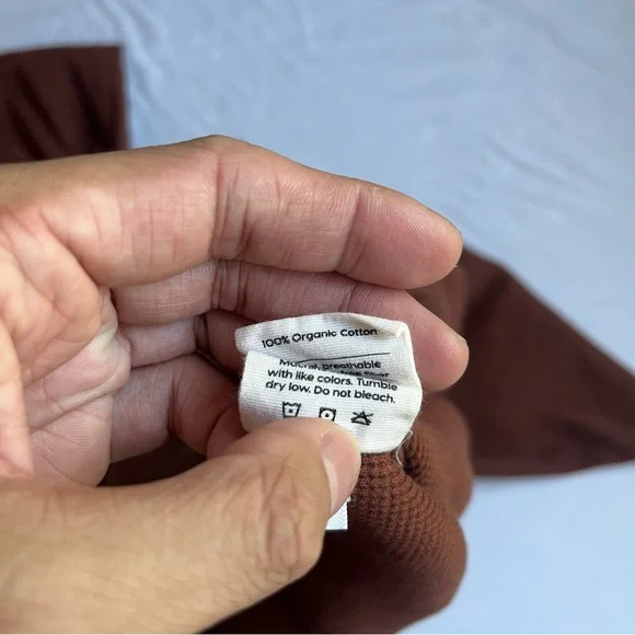 MATE THE LABEL brown thermal waffle knit elastic waist wide leg cropped pants - Picture 6 of 6